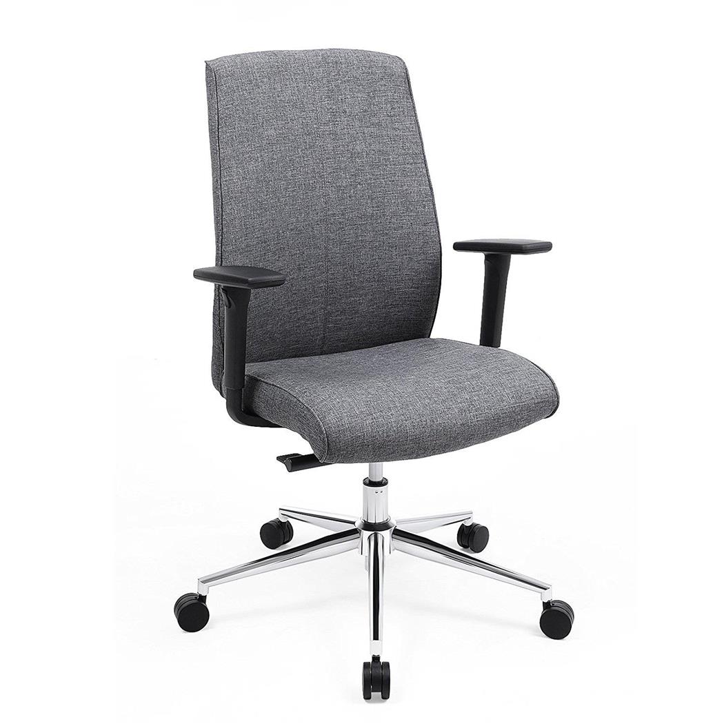Sedia da Ufficio YAKI, Meccanismo Sincronizzato, Stile Raffinato, in Tessuto Traspirante Grigio