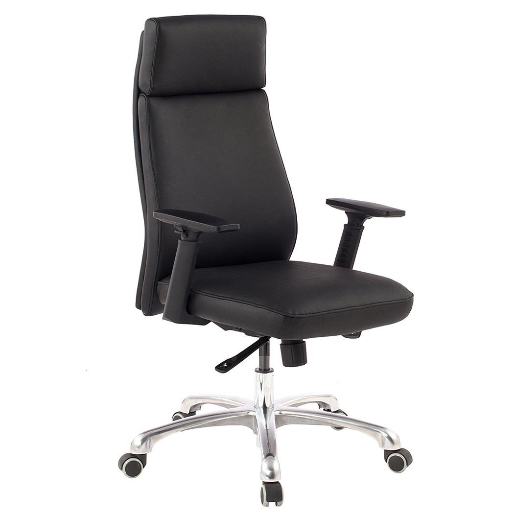 Poltrona da Ufficio TRINITY, Design Moderno, in Cuoio color Nero