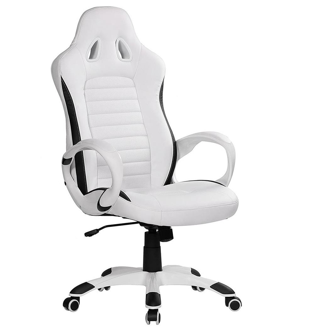Sedia Gaming MUSAKU, Stile Sportivo, in Pelle colore Bianco e Nero