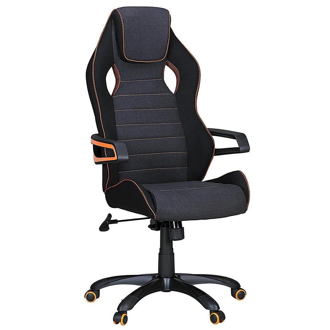 Sedia Gaming DAKAR PRO, Esclusivo Design con Cuciture a Vista, 8h uso, in Tessuto Nero/Arancione