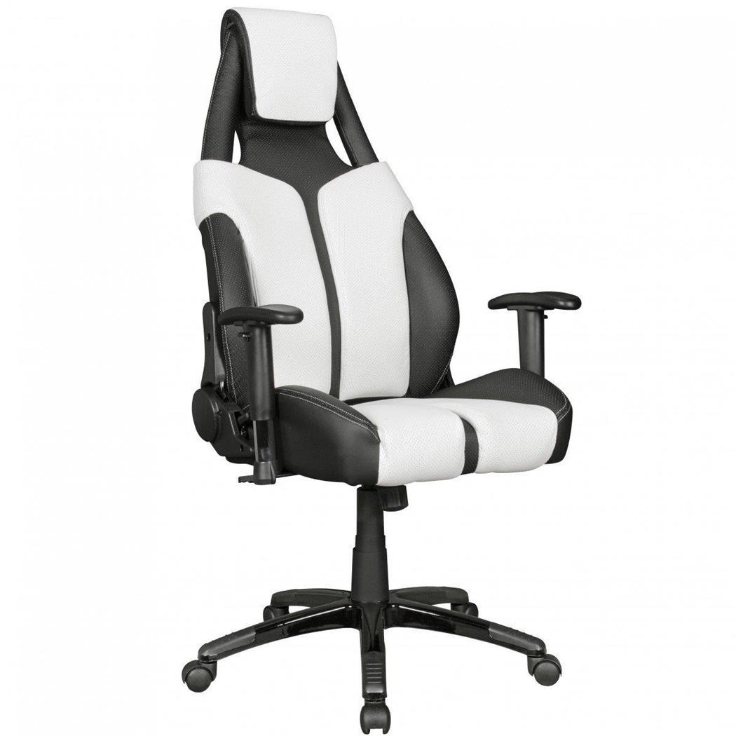 Poltrona Gaming QUEEN Design Sportivo, Eleganza e Qualità, in Pelle Nera e Bianca