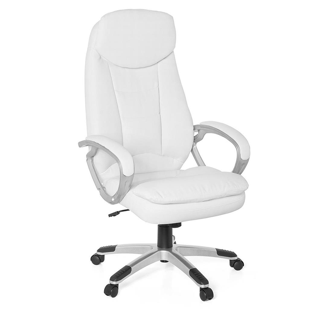 Poltrona ufficio NAILA, Design Elegante, con Braccioli Rivestiti, Alta Qualità, in Pelle Bianca