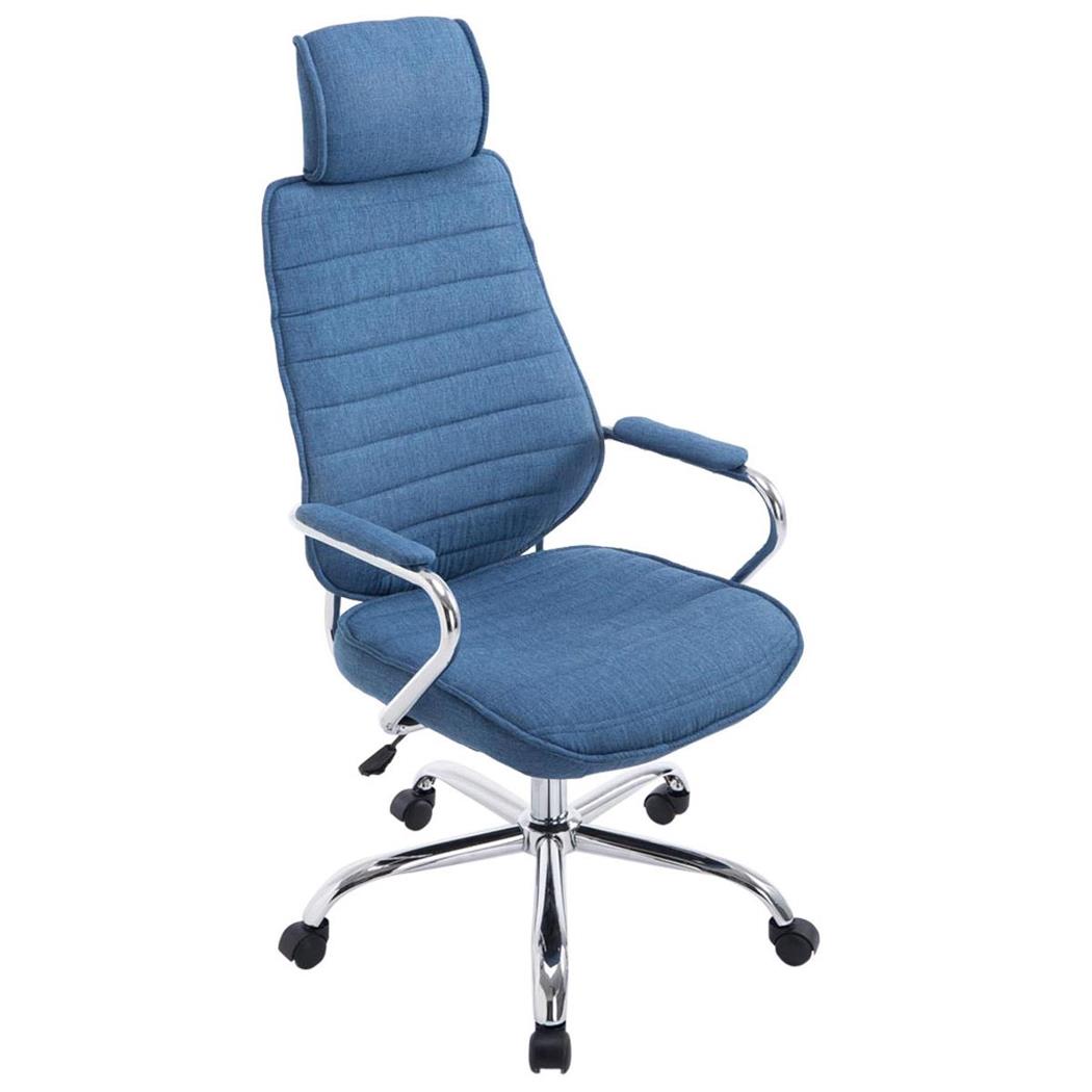 Poltrona Executive RENO TESSUTO, Telaio Metallo, Ampio Schienale, Blu
