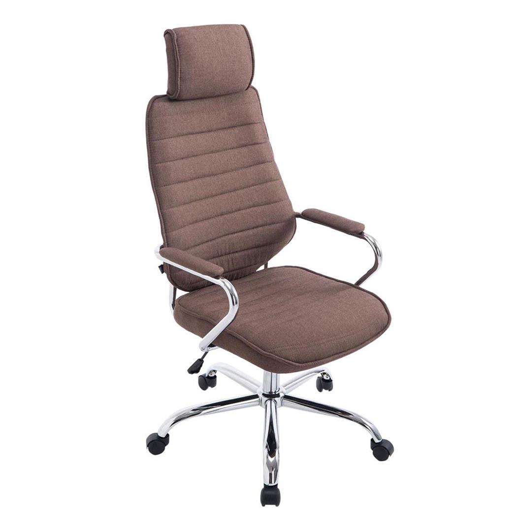Poltrona Executive RENO TESSUTO, Telaio in Metallo, Ampio Schienale, in Tessuto Marrone