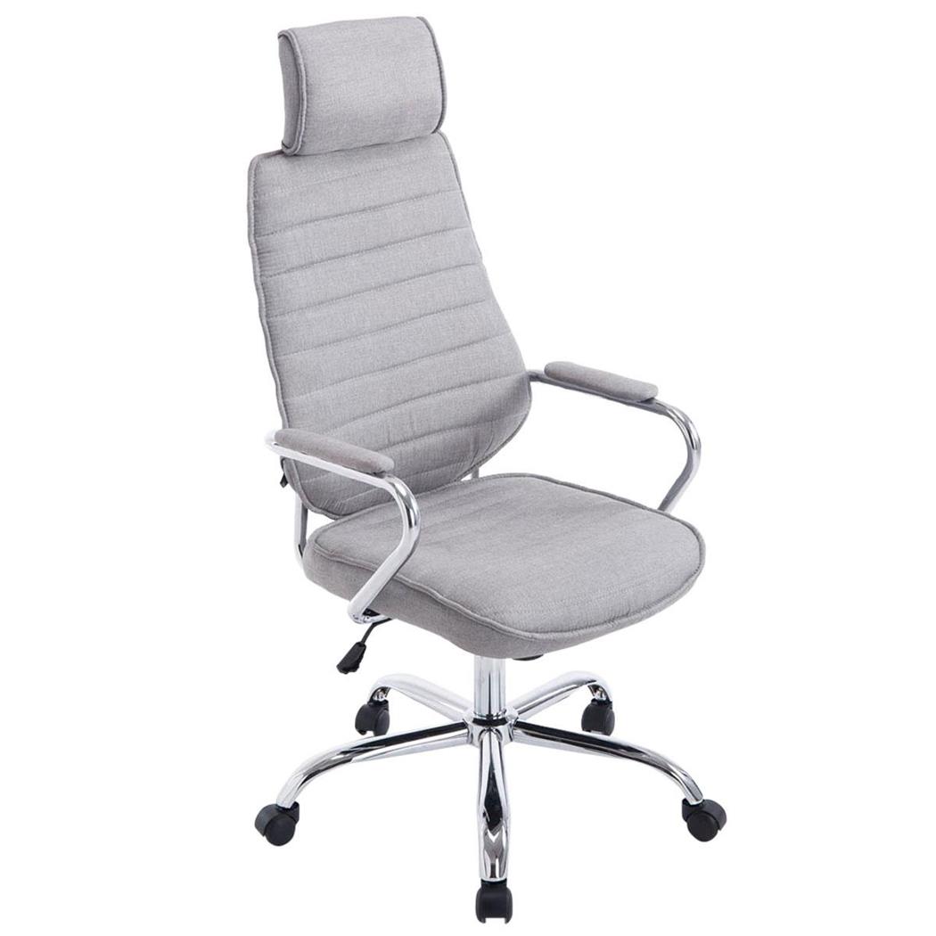Poltrona Executive RENO TESSUTO, Telaio in Metallo, Ampio Schienale, in Tessuto Grigio Chiaro