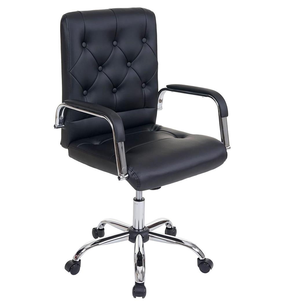 Sedia da ufficio POLAK, Design Moderno in Stile Chester, in Pelle color Nero