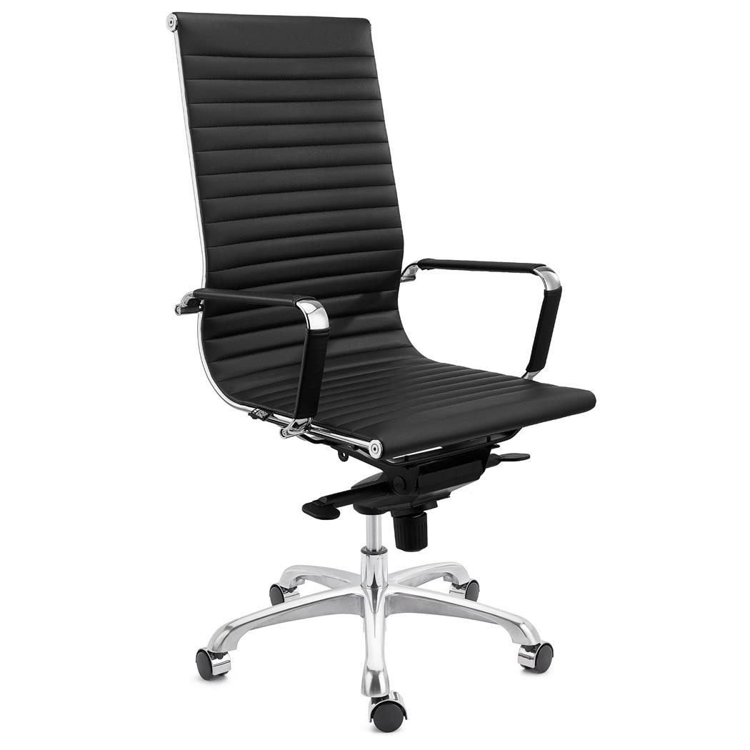 Sedia da Ufficio DORIS, Elegante e Confortevole, Struttura in Metallo, Pelle, Nero
