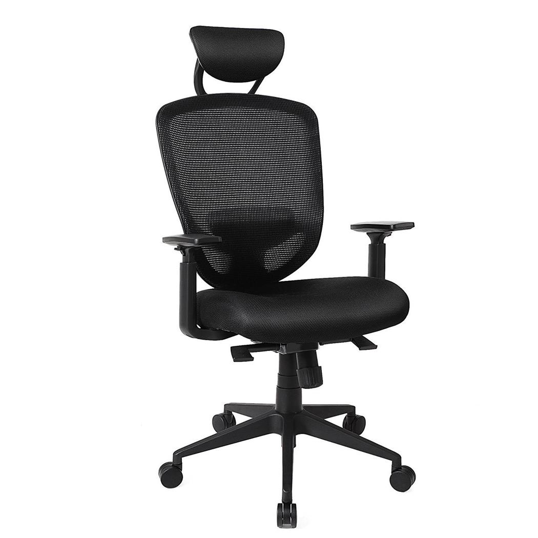 Sedia Ergonomica MEDA, Braccioli Regolabili, Sostegno lombare, in Rete Traspirante, color Nero