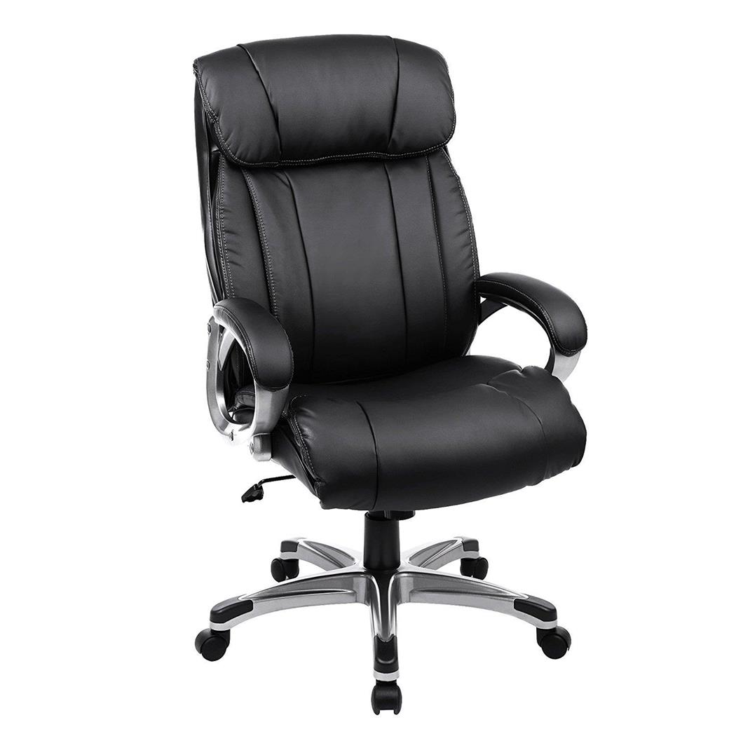 Poltrona da Ufficio MORRISON, Grande comodità, Spessa Imbottitura, in Pelle color Nero