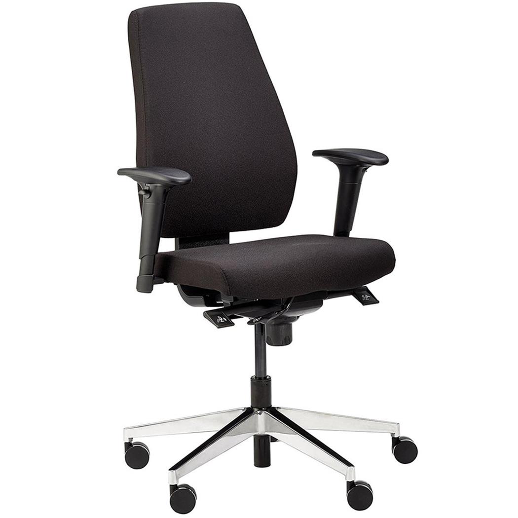 Sedia Ergonomica VITTORIA, Omologata per 8h, Sostegno Lombare, in Tessuto, color Nero