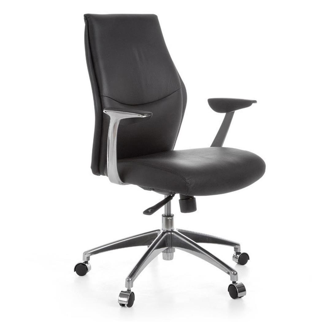 Sedia da ufficio SAVOIA 10, Elegante, Imbottita, Vera Pelle, Nero