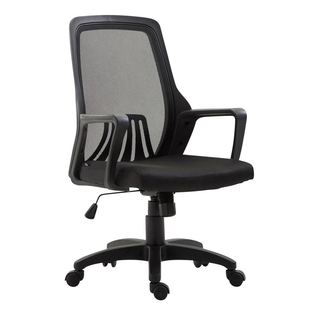 Sedia da ufficio CLIVEN, Sostegno Lombare, Schienale Basculante, in Rete color Nero