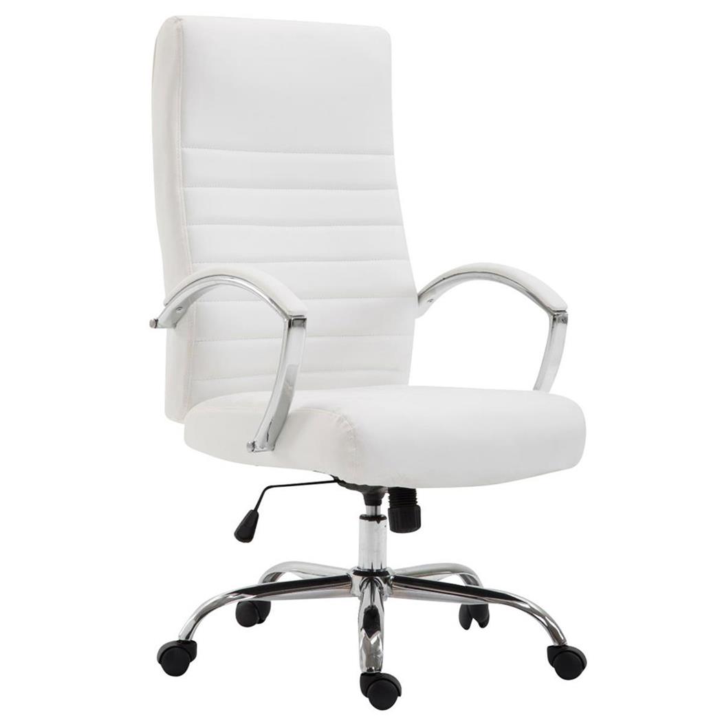Sedia da Ufficio VANCOUVER, Design Moderno con Cuciture a Vista, in Pelle, color Bianco
