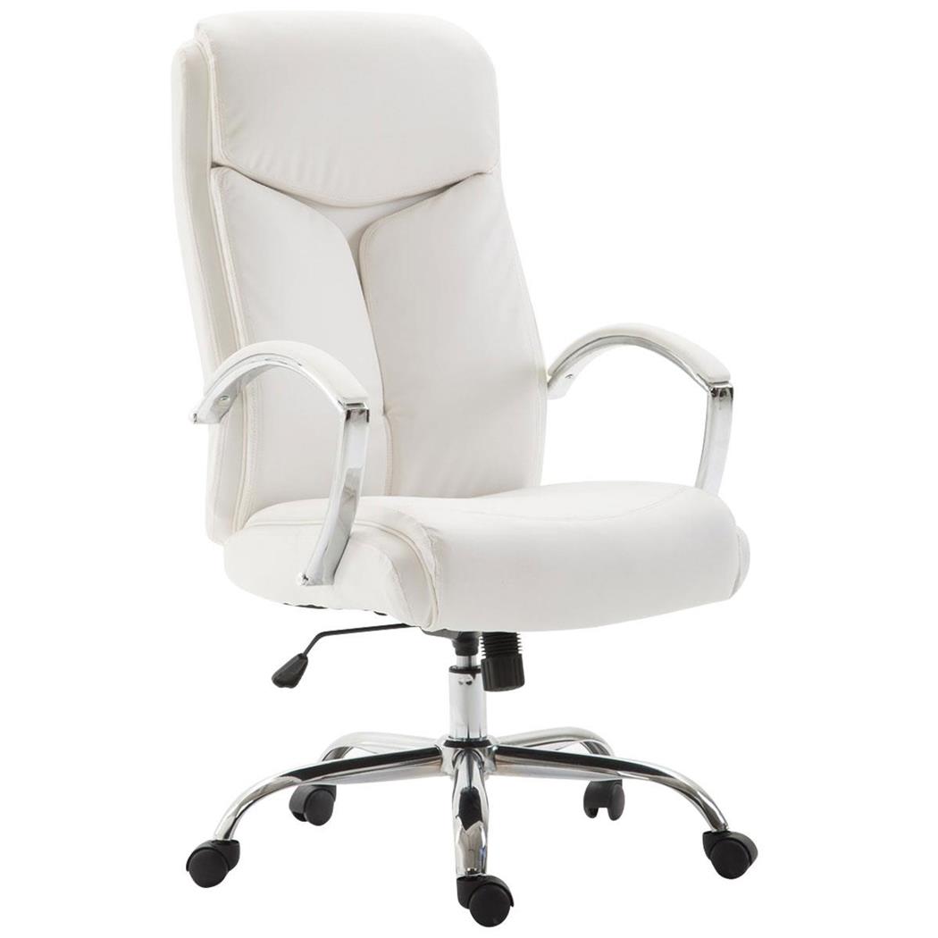 Poltrona da ufficio BAUDY, Elegante design, Basculante, Pelle Bianca
