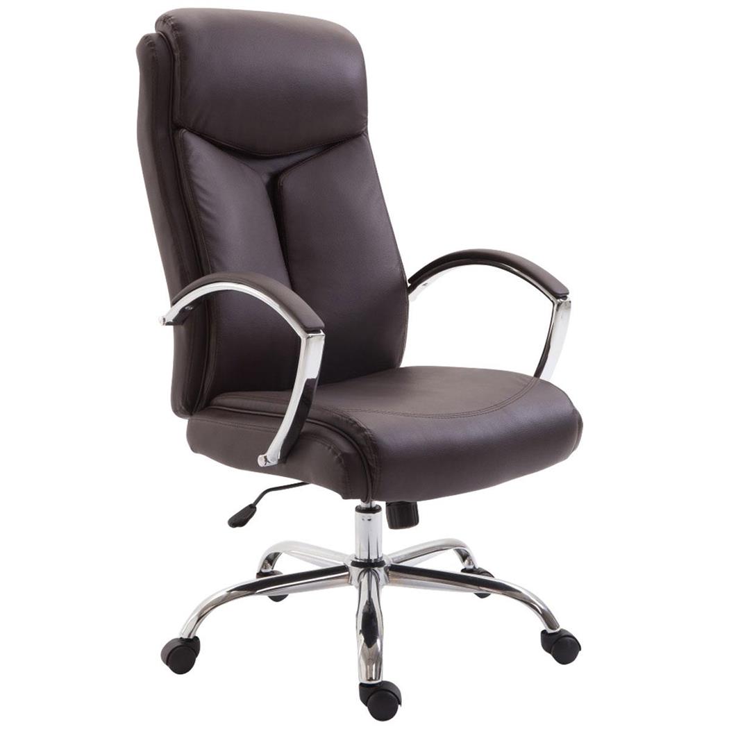 Poltrona da ufficio BAUDY, Elegante design, Basculante, in Pelle, color Marrone