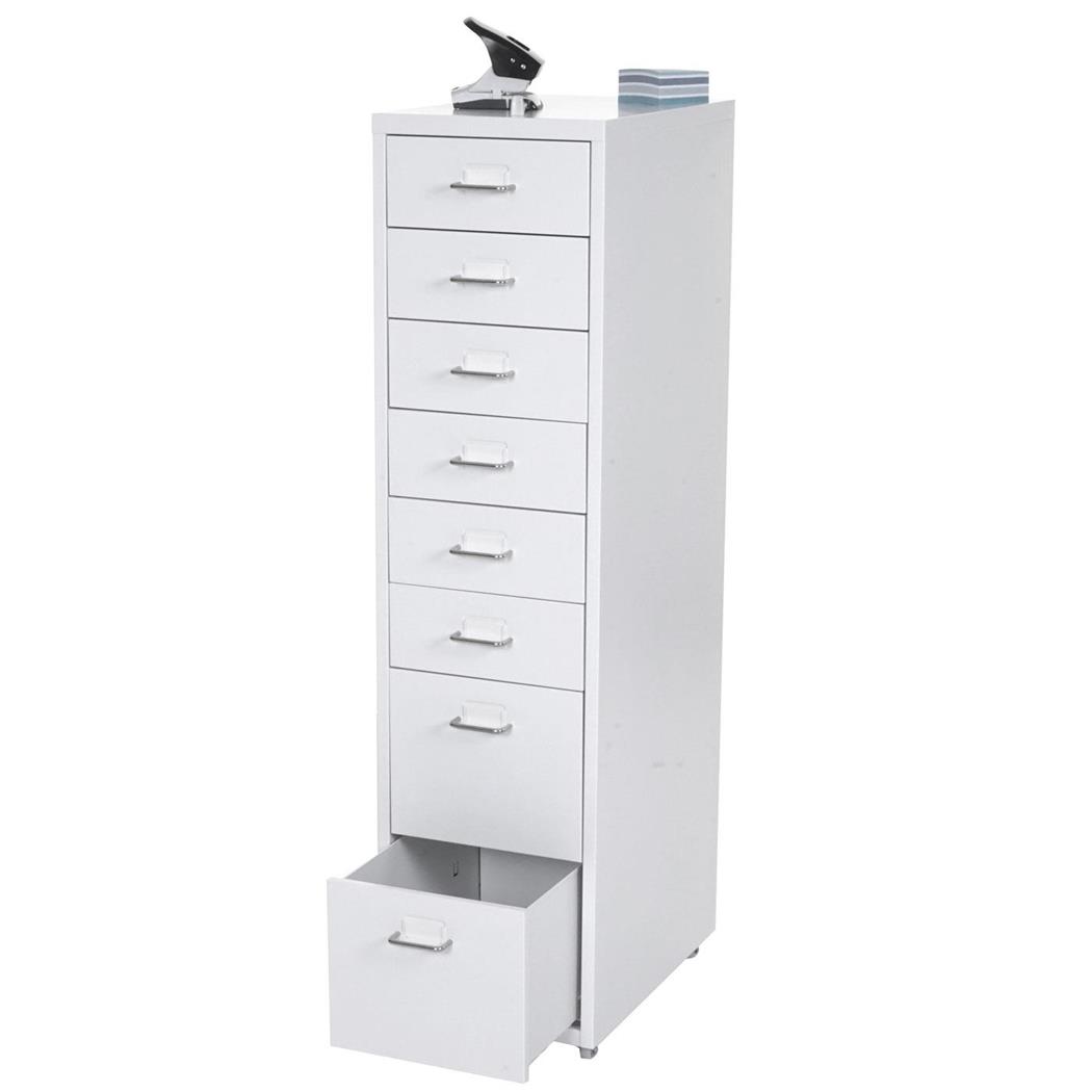 Cassettiera AREN 8 CASSETTI, 109x28x44cm, in Acciaio, color Bianco