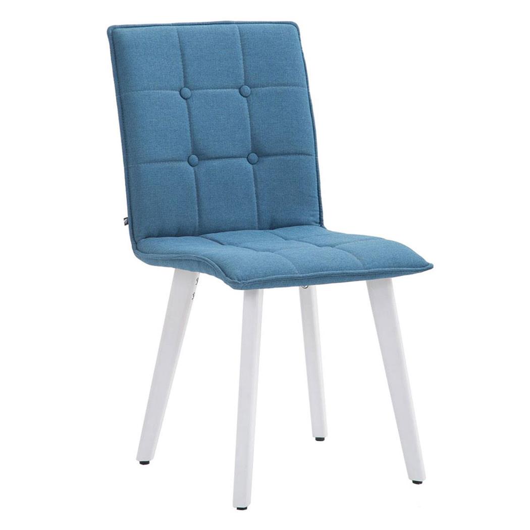 Sedia per sala d'attesa ELBY WHITE, con Gambe in Faggio, in Tessuto, color Azzurro