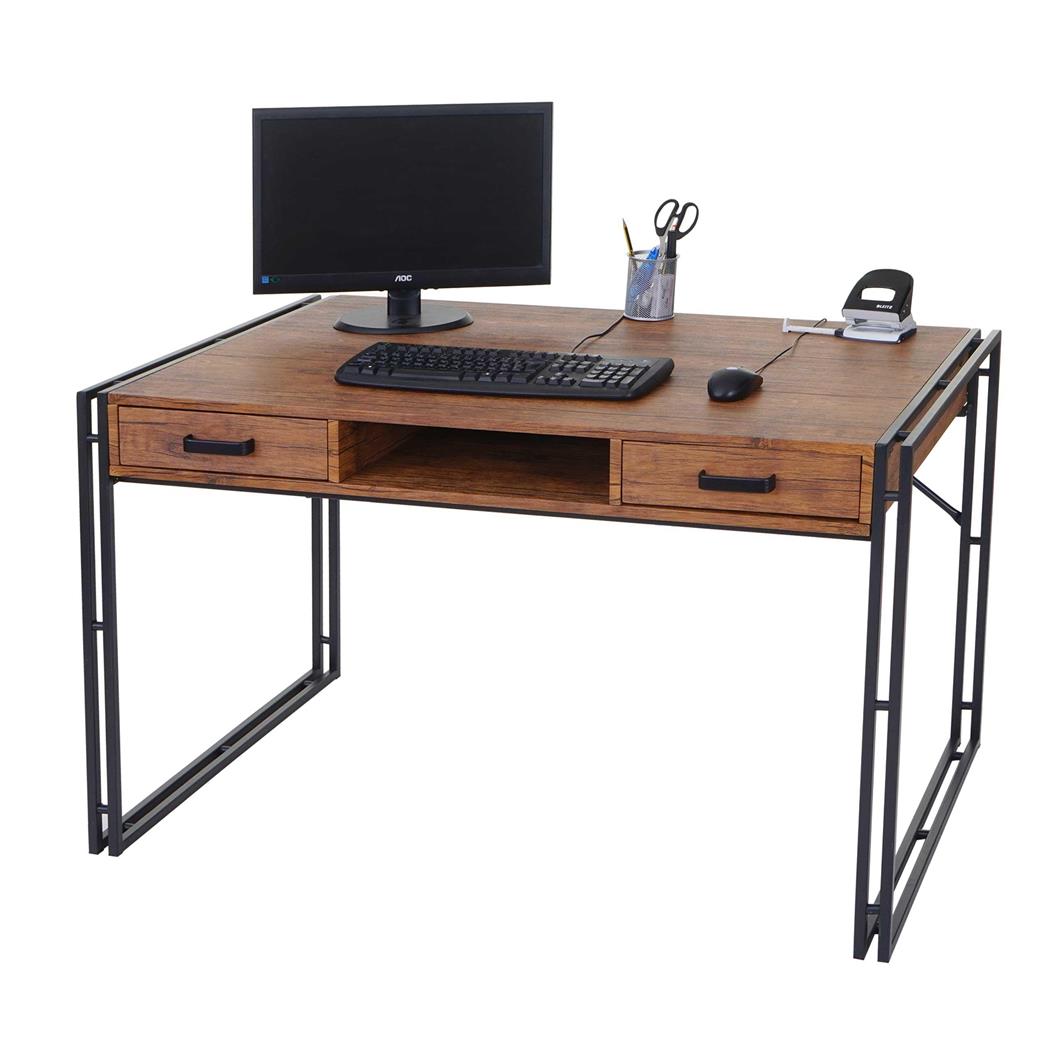 Scrivania da ufficio OLAF, Stile Industrial, 121x70cm, Legno e Metallo