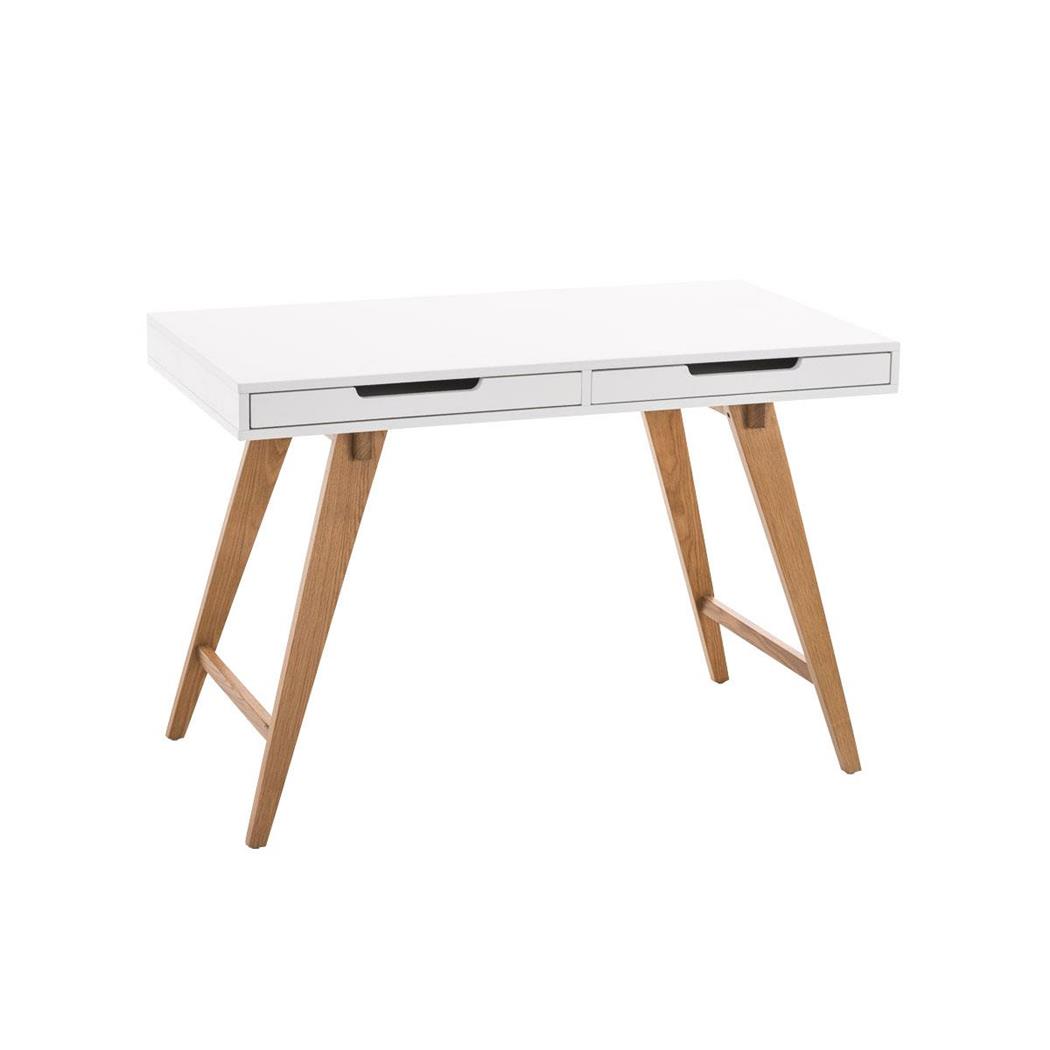 Scrivania da lavoro PROTON, con 2 Cassetti, Design Moderno, Ripiano 110x60cm color Bianco
