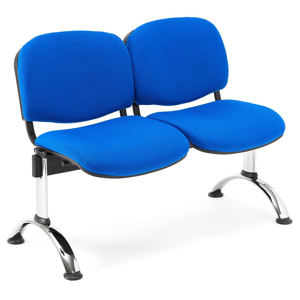 Panca Sala d´Attesa 2 Posti MOBY BASE, Gambe in Metallo, Tessuto Blu