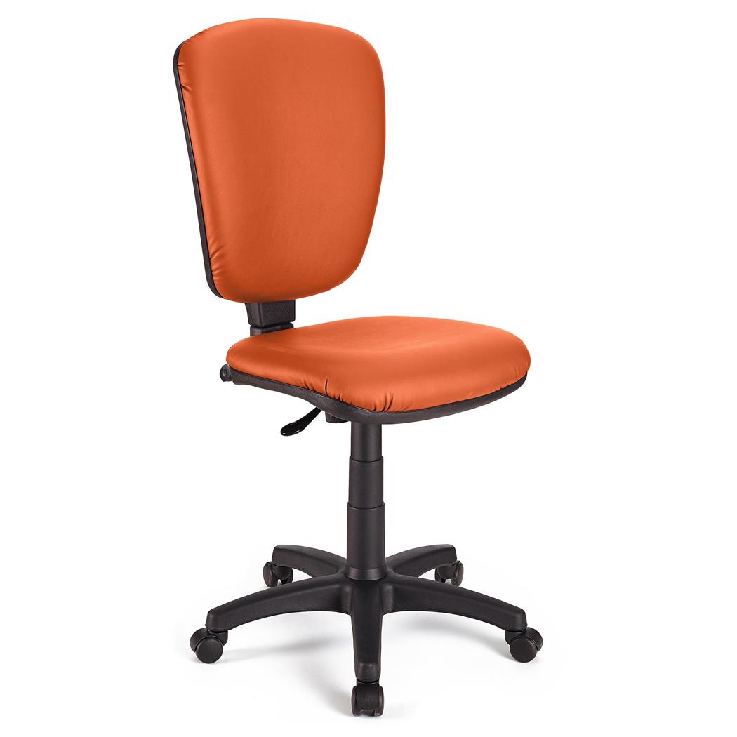 Sedia da ufficio CALIPSO SENZA BRACCIOLI PELLE, Schienale regolabile, Resistente, in Arancione