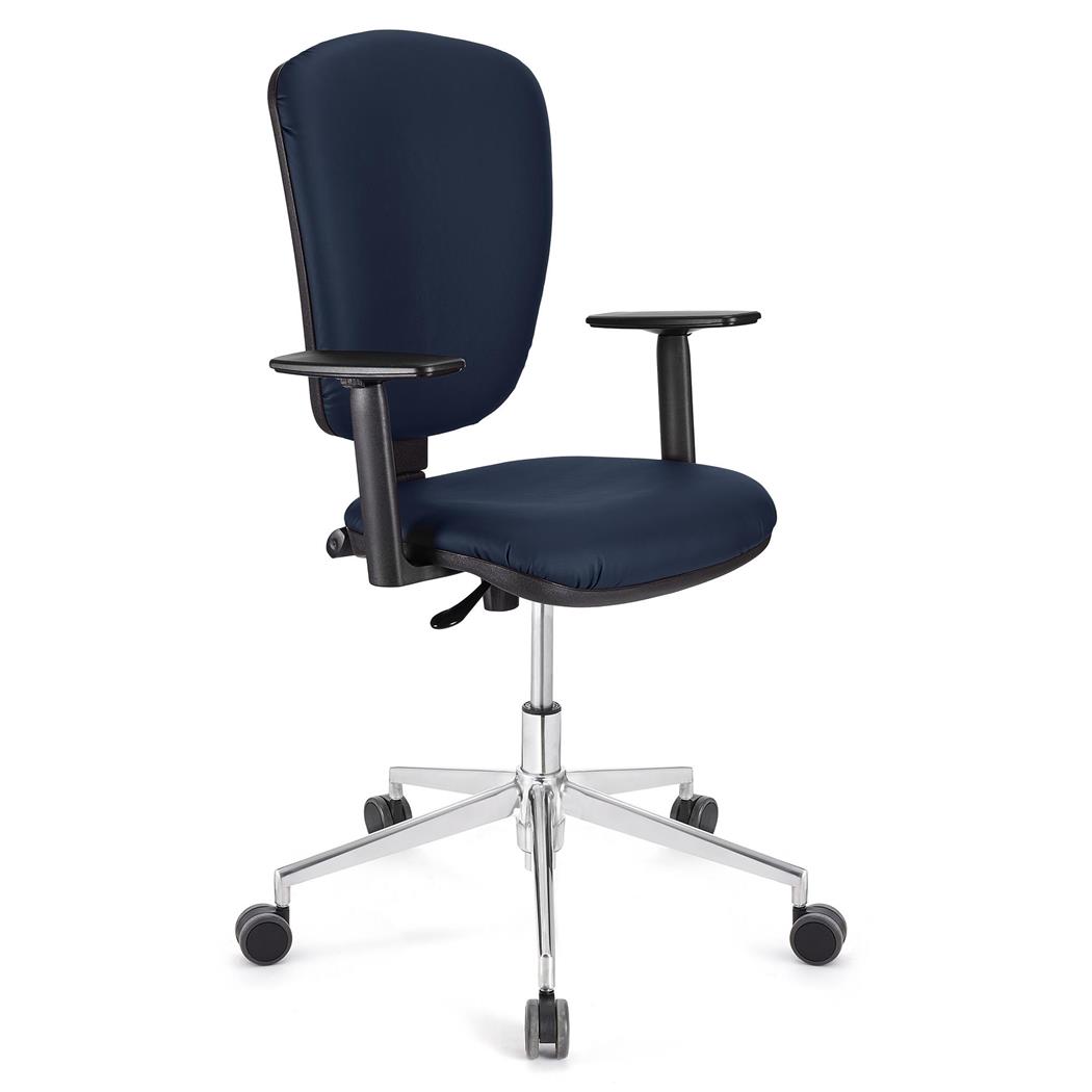 Sedia da ufficio CALIPSO PRO PELLE, Regolabile, Base Metallo, Blu