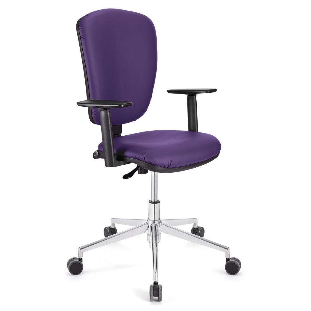 Sedia da ufficio CALIPSO PRO PELLE, Schienale e Braccioli Regolabili, Base in Metallo, in Viola