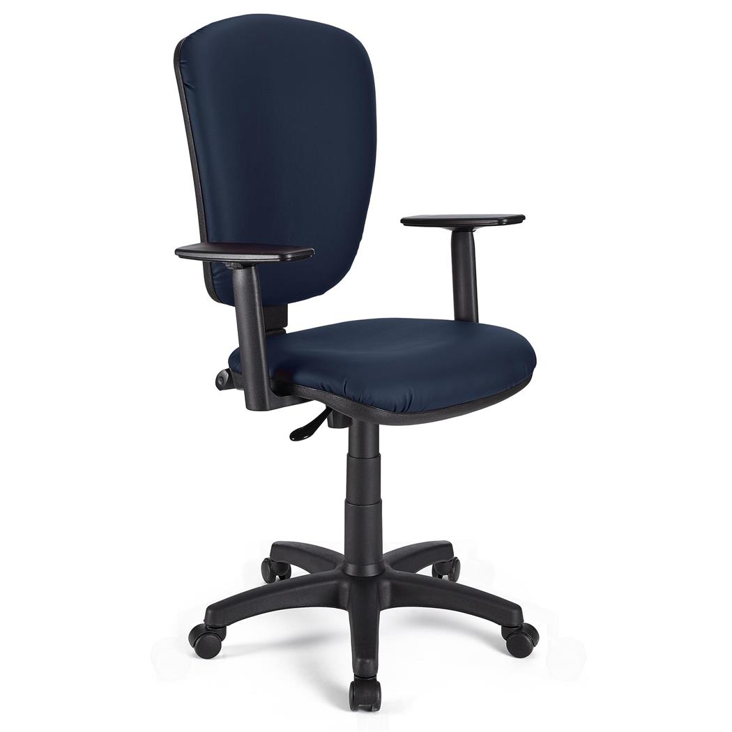Sedia da ufficio CALIPSO PLUS PELLE, Schienale e Braccioli Regolabili, Resistente, in Blu