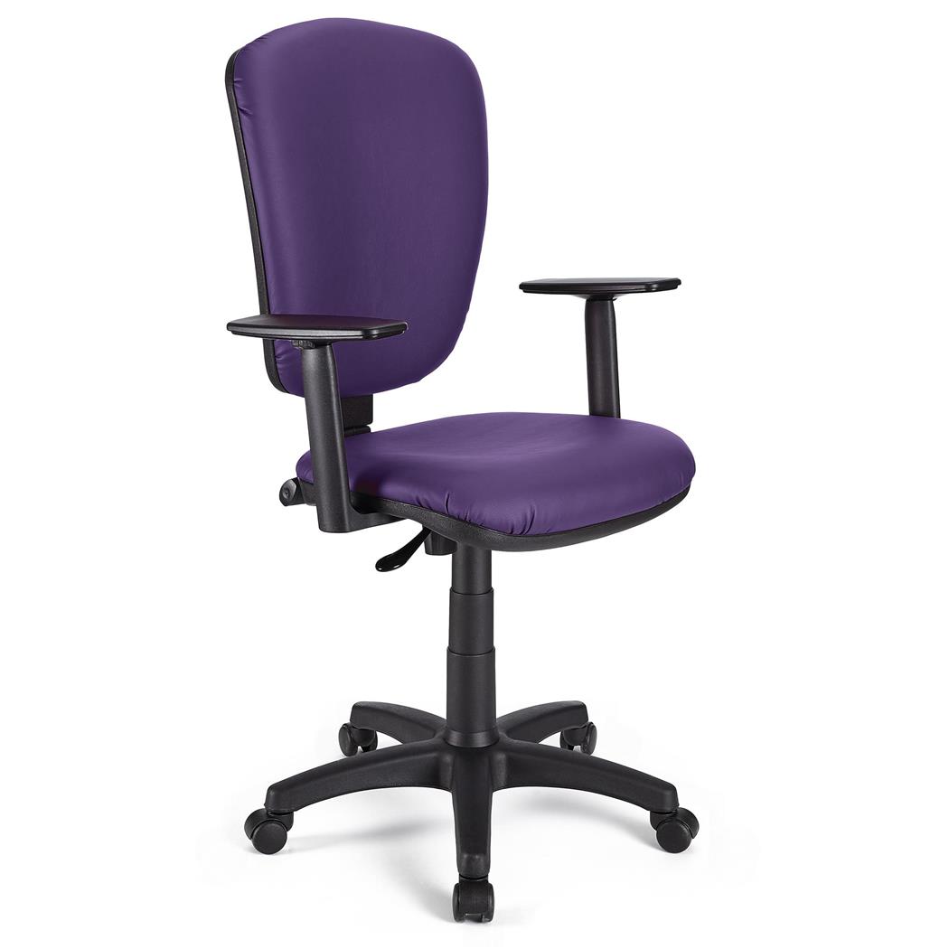 Sedia da ufficio CALIPSO PLUS PELLE, Schienale e Braccioli Regolabili, Resistente, in Viola