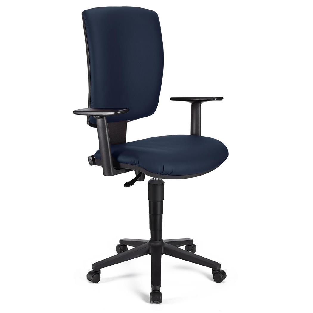 Sedia da Ufficio ATLAS PLUS PELLE, Schienale e Braccioli Regolabili, color Blu