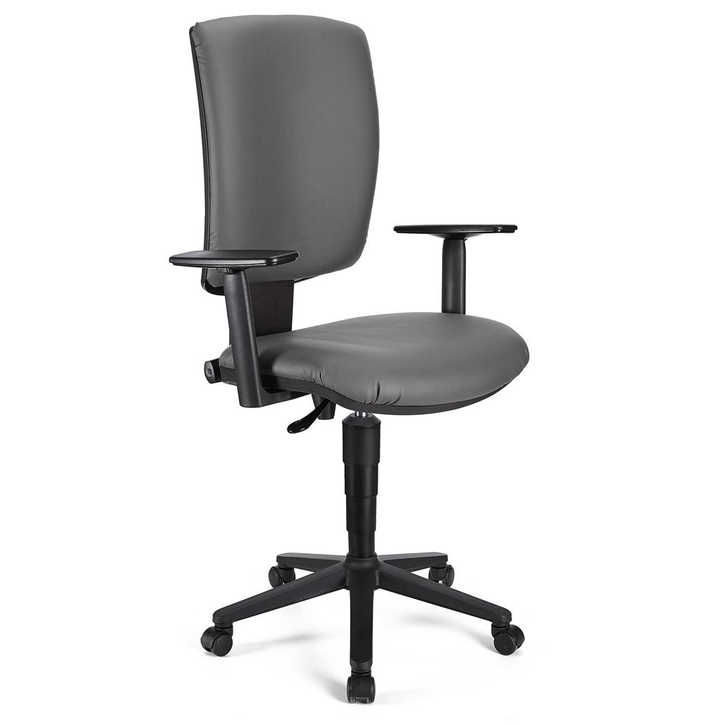 Sedia da Ufficio ATLAS PLUS PELLE, Schienale e Braccioli Regolabili, color Grigio