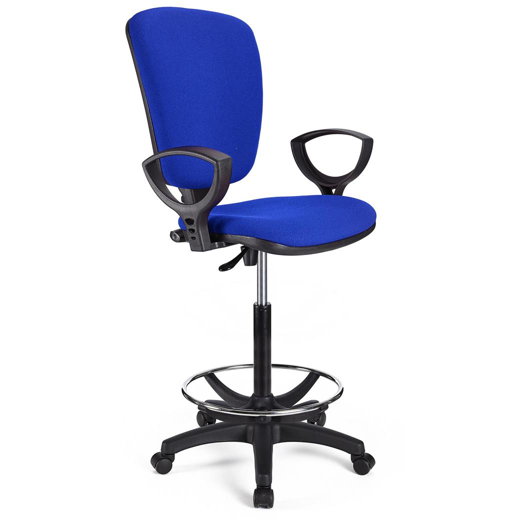 Sgabello da Lavoro CALIPSO, Spessa Imbottitura, in Tessuto Blu