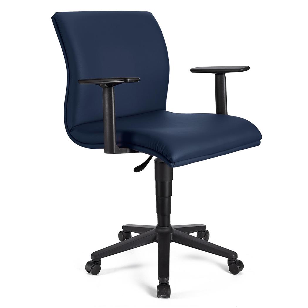 Sedia da ufficio SIENA BASE PELLE, Braccioli Regolabili, Spessa Imbottitura, in Blu