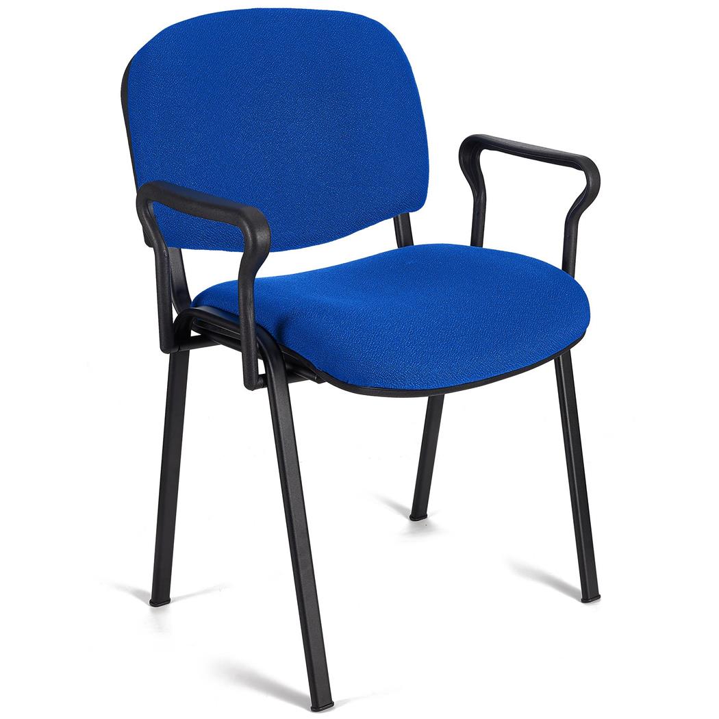 Sedia per Sala Attesa MOBY BASE CON BRACCIOLI, Pratica e Impilabile, Ottima qualità, in Blu e Gambe Nere