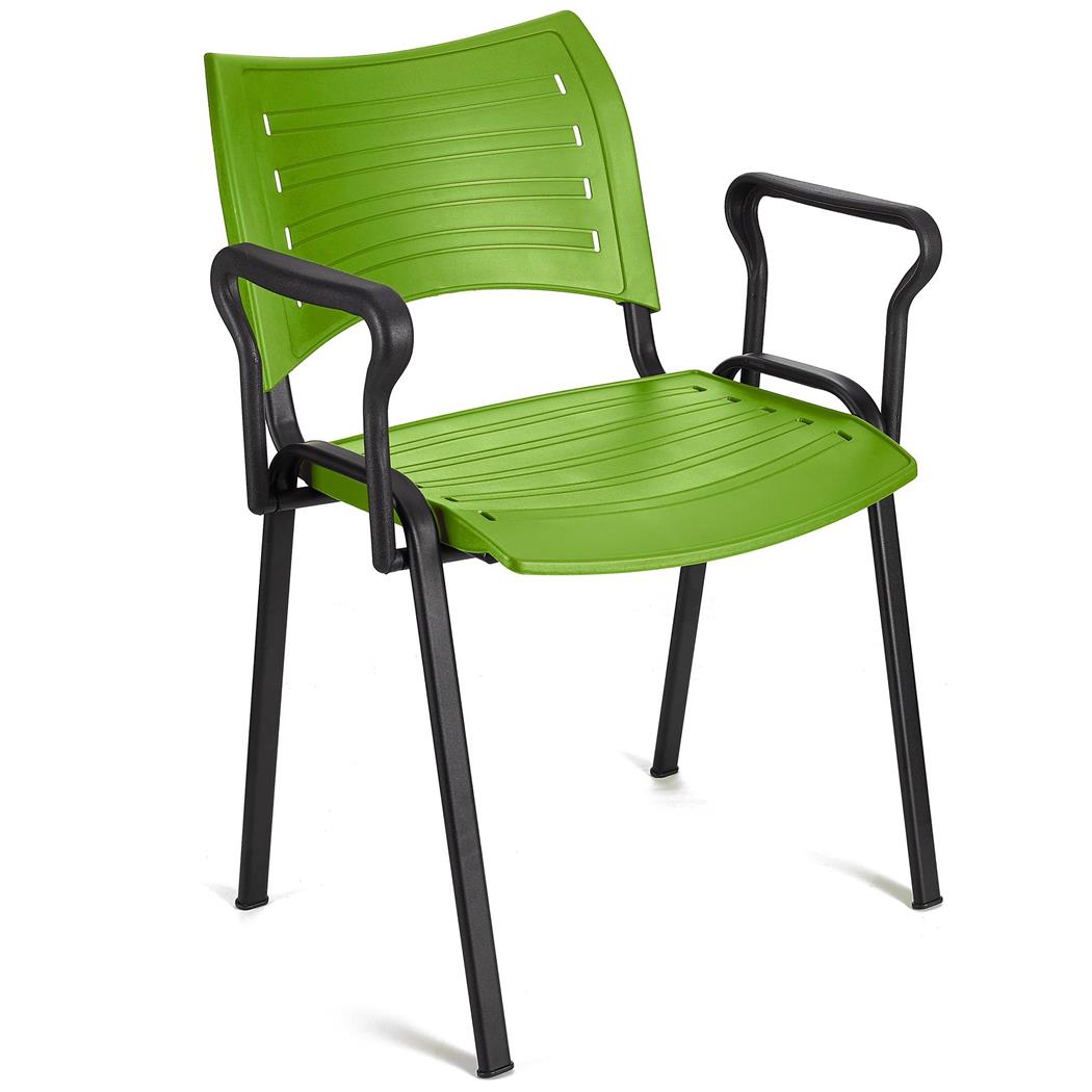 Sedia per Sala Attesa ELVA CON BRACCIOLI, Pratica e impilabile, Ottima qualità, in Verde e Gambe Nere