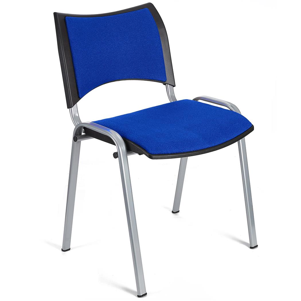 Sedia da Attesa ROMMEL, Impilabile, in Tessuto Blu e Gambe Grigie