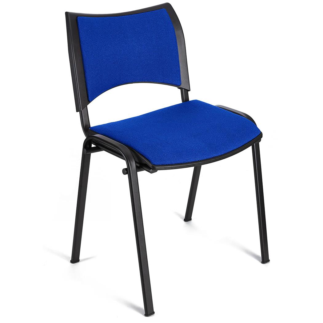 Sedia da Attesa ROMMEL, Imbottita, Impilabile, Tessuto Blu, Gambe Nere