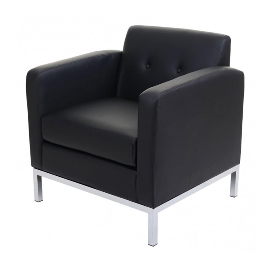 Poltrona Attesa DEXTER, Classica ed Elegante, in Pelle, Nero