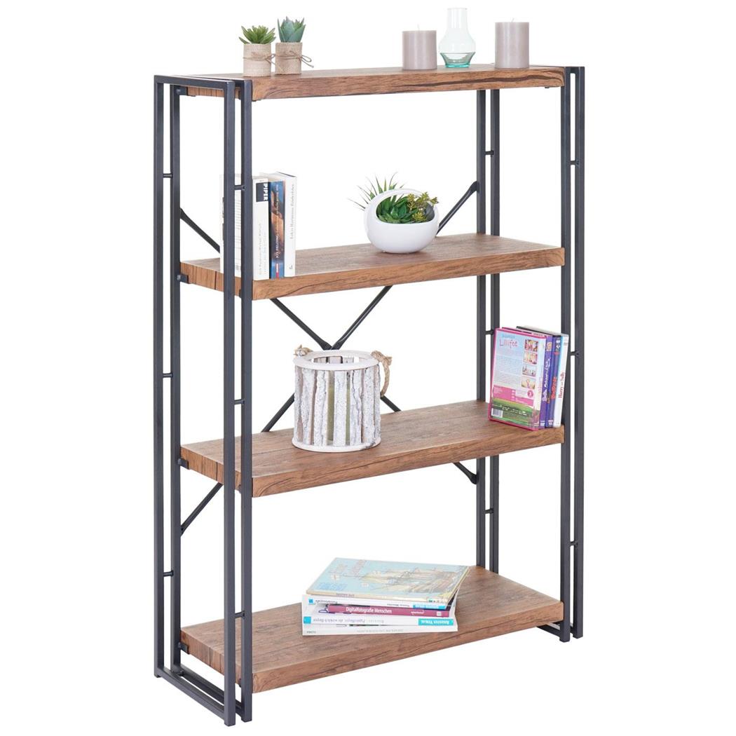 Libreria OLAF, Stile Industriale 121x80cm, Legno/Metallo, color Rovere
