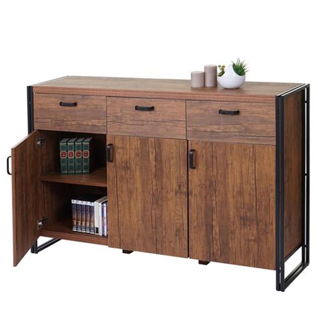 Armadio per ufficio OLAF, Stile Industriale, cm 150x100x40, In Legno e Metallo, color Rovere