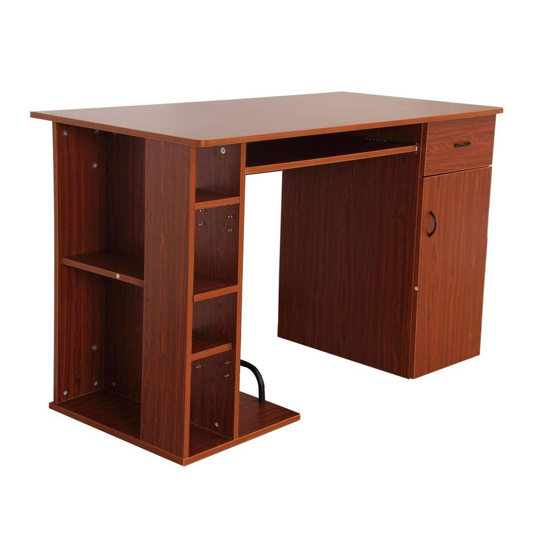 Scrivania per pc GUINEA, Cassetti, Ripiano per tastiera, 120x60x74 cm, in Legno, Noce