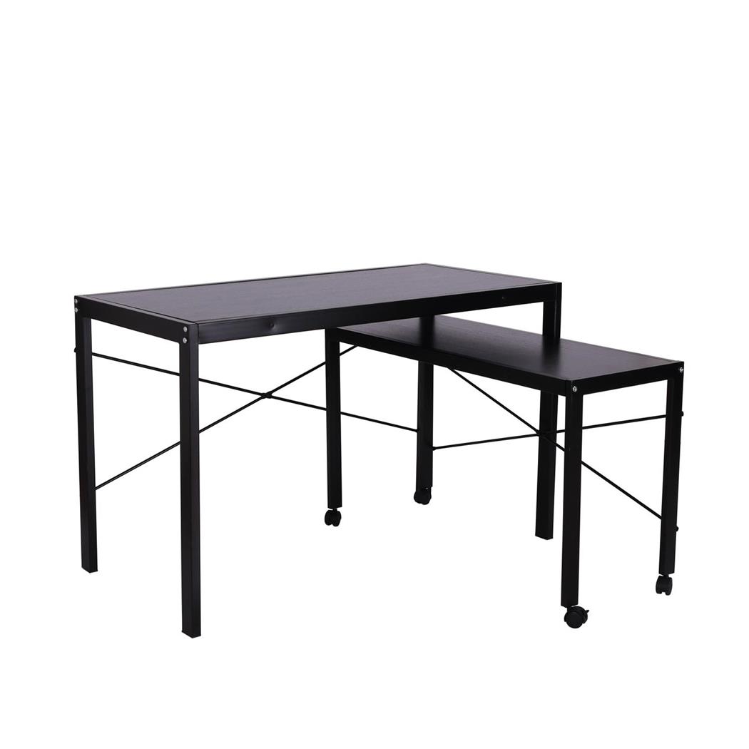 Set di 2 Scrivanie SEBASTIAN, 120x60x75cm e 100x40x61cm, Metallo Nero