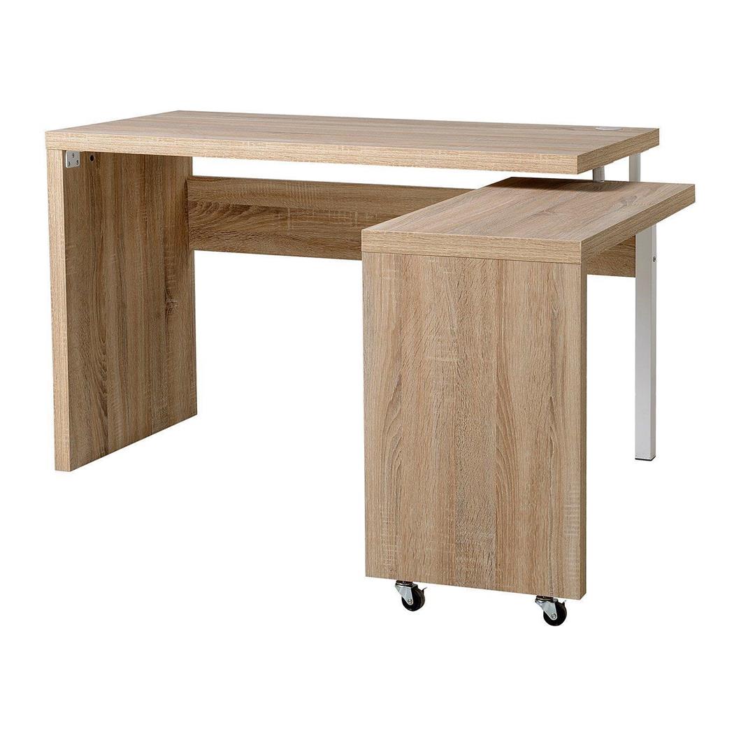 Scrivania per computer JATEK, con Ripiano Estraibile, in Metallo e Legno, Rovere