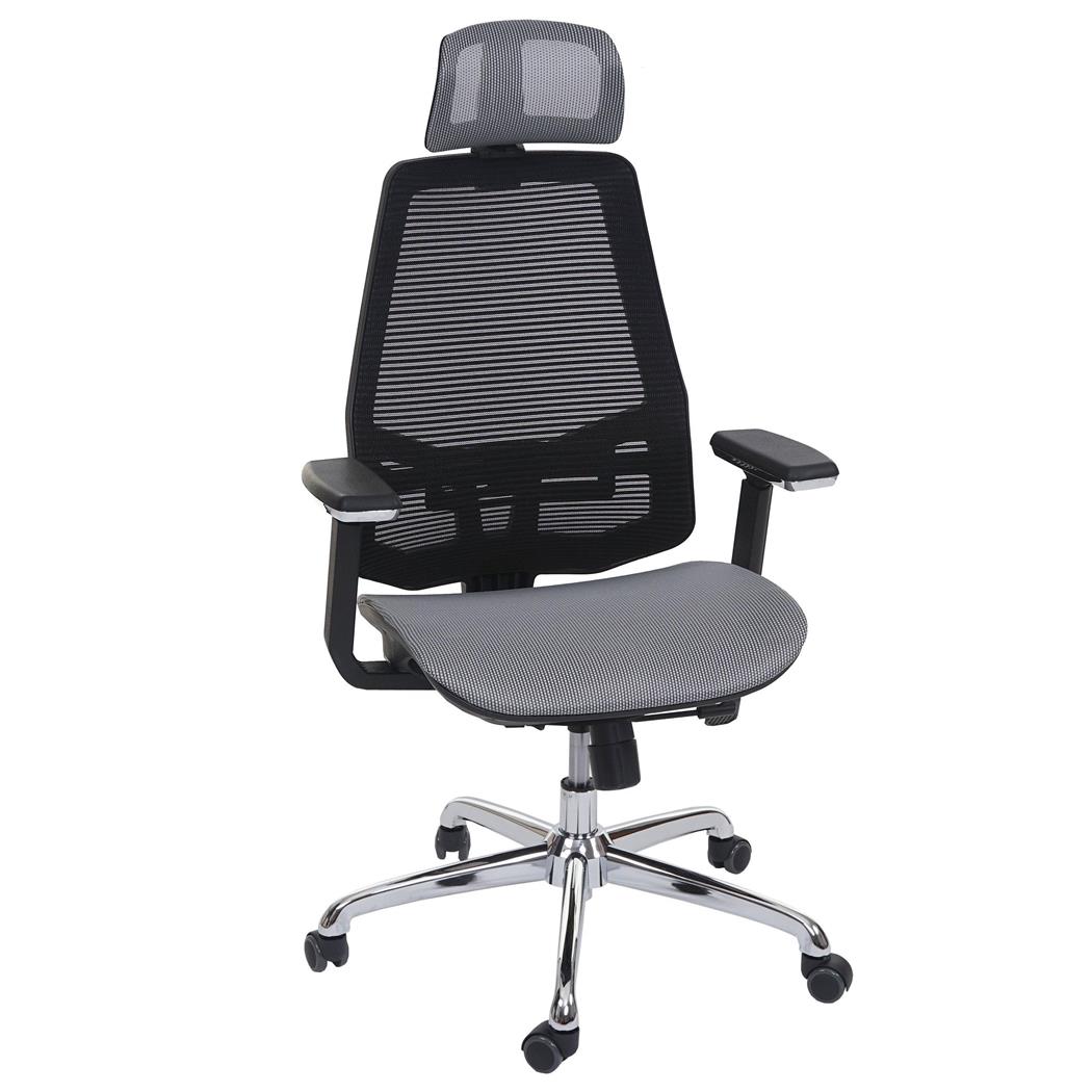 Sedia Ergonomica BREND, Sostegno Lombare, Rete Traspirante, in Grigio e Nero