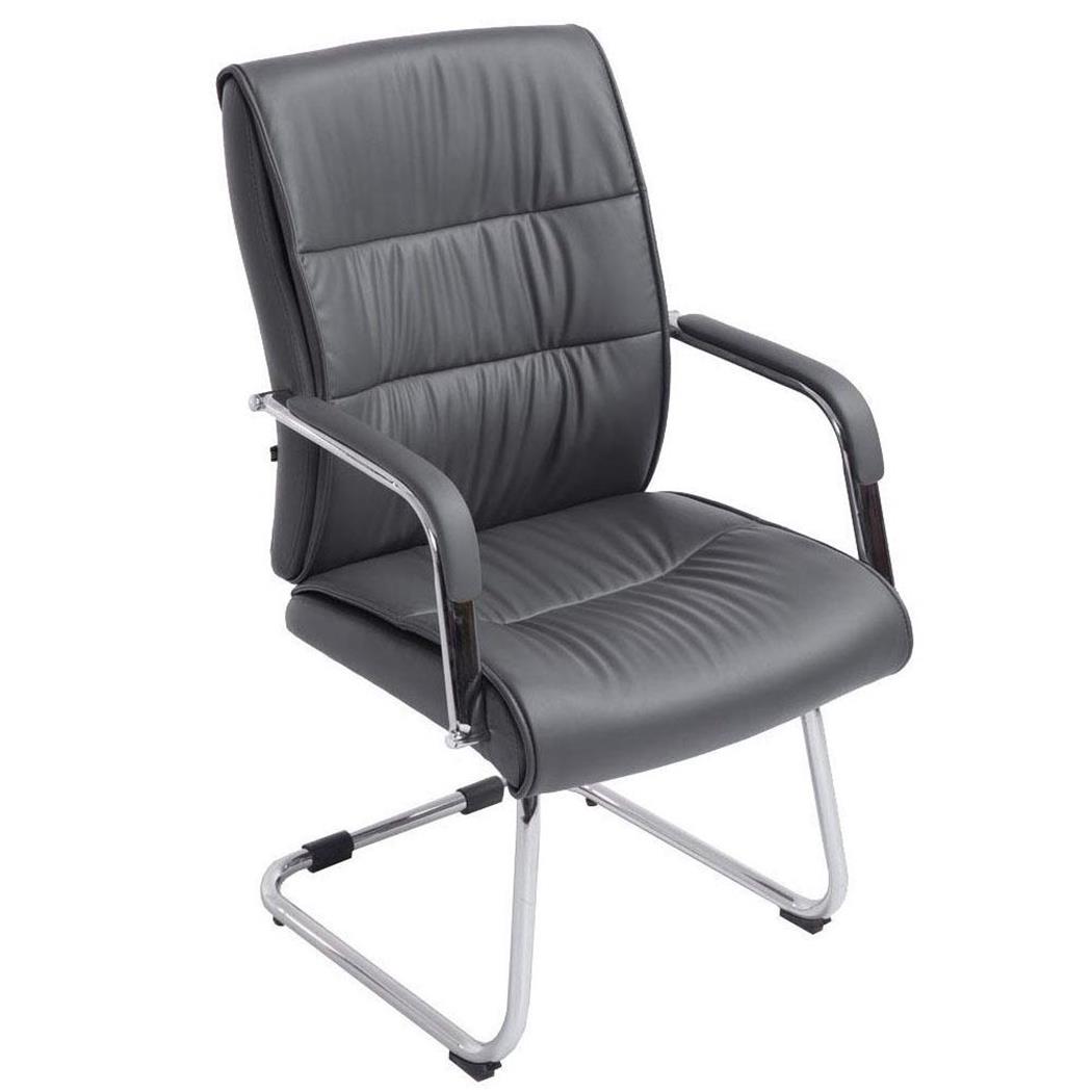 Sedia per Visite / Conferenza HIBERT, Schienale Oscillante, Comoda Imbottitura, in Pelle color Grigio