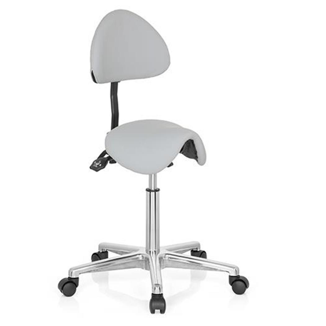 DEMO# Sgabello Ergonomico da Lavoro WORK 45, con Ruote, in Tessuto Extra Resistente, Grigio