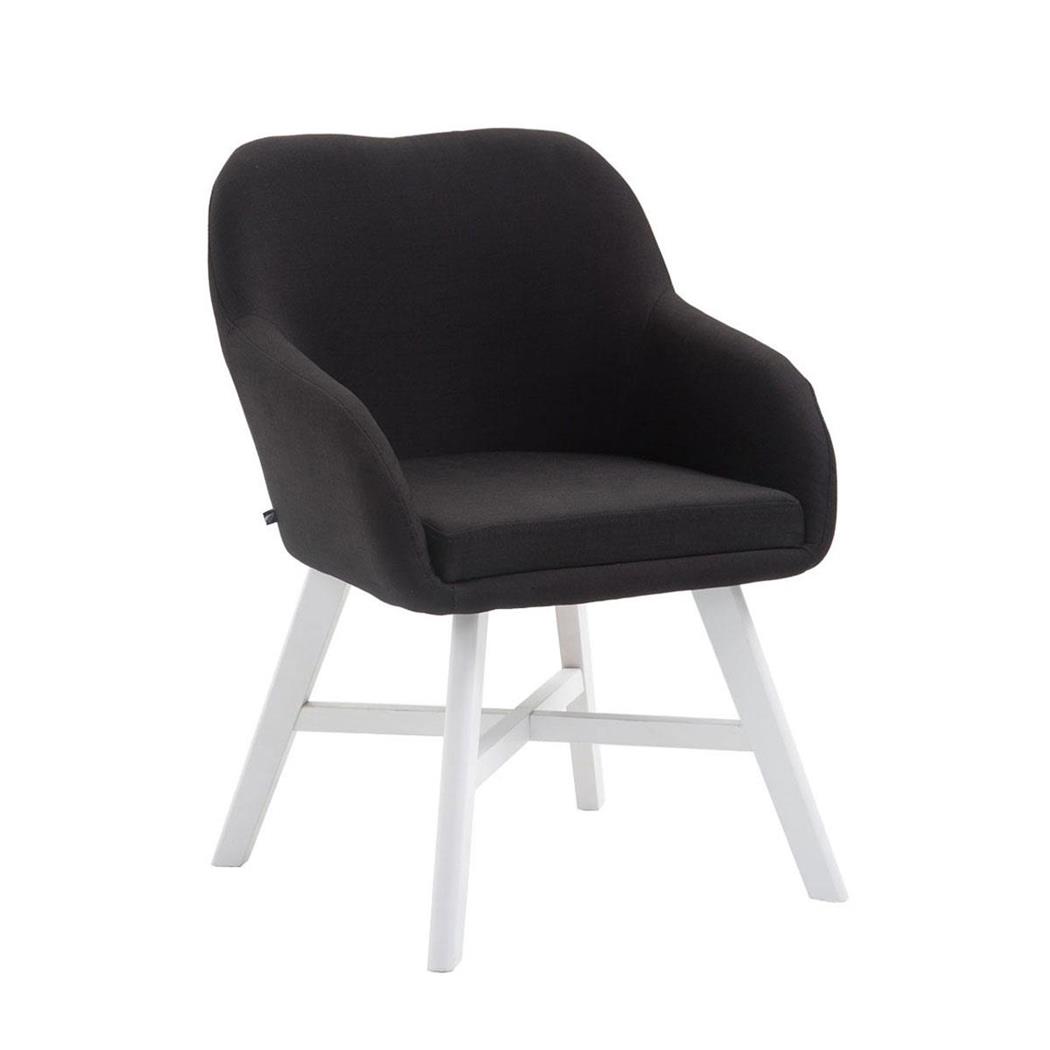 Sedia per Sala d'Attesa KETEL, Comoda imbottitura, Struttura in Legno Bianco, in Tessuto color Nero