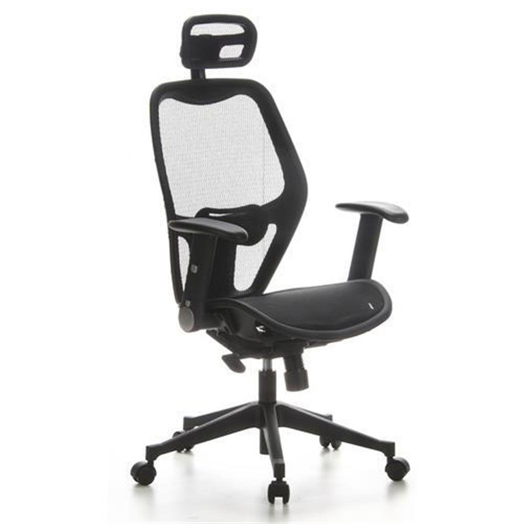 DEMO# Sedia Ufficio Ergonomica AIRPORT in tessuto a rete, Regolabile, Sostegno Lombare, colore Nero