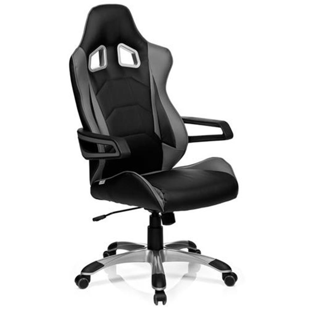 DEMO# Poltrona Gaming RACER PRO I, Spettacolare Design Sportivo, Omologata 8h uso, in Grigio e Nero