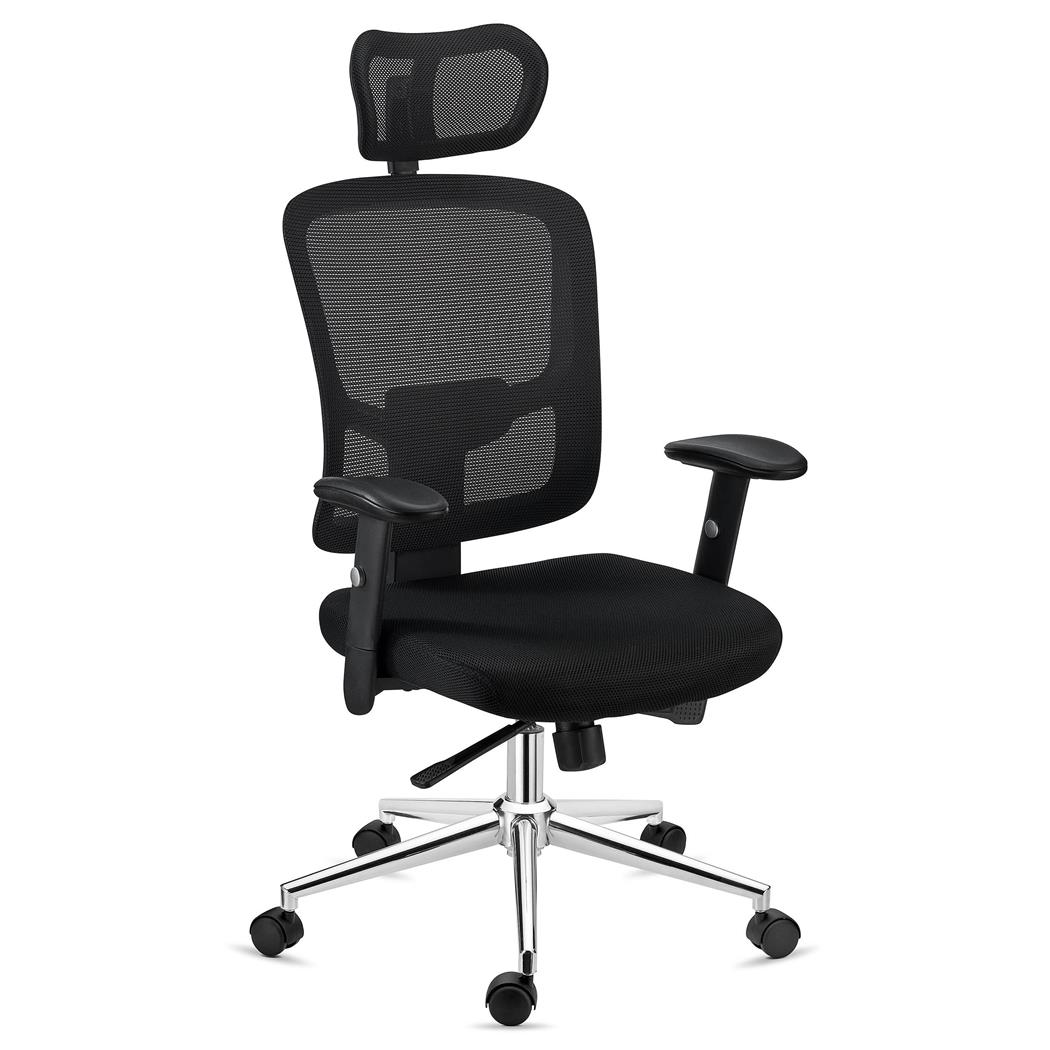 Sedia Ergonomica MARKO, Poggiatesta, Sostegno Lombare, Nero